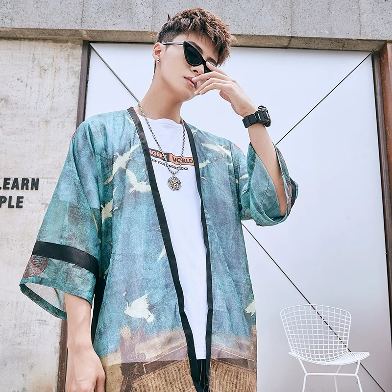 Юката Мужская 2020 летняя японская мода мужская азиатская одежда в стиле бохо