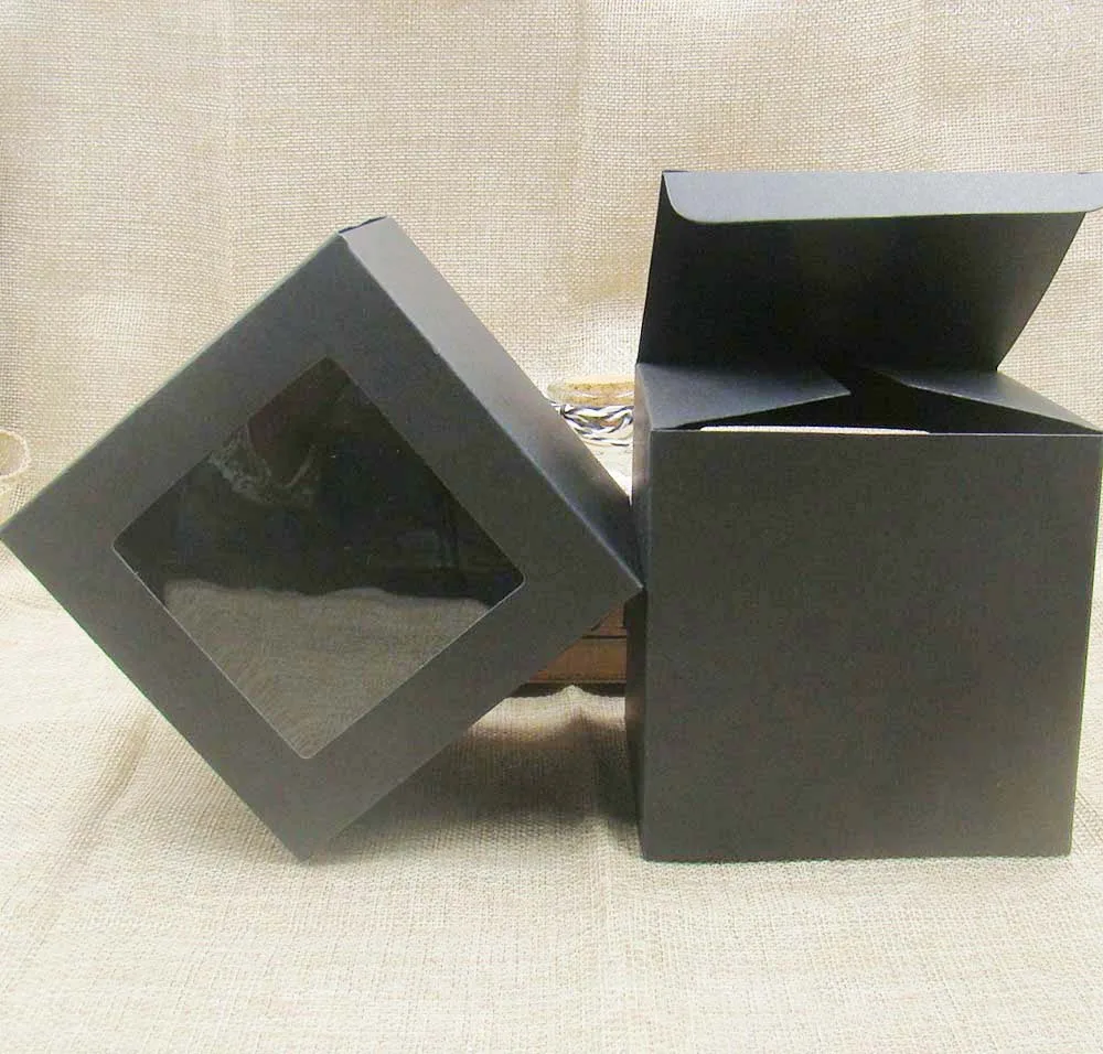 50 шт. черная картонная оконная коробка белая для упаковки ювелирных изделий