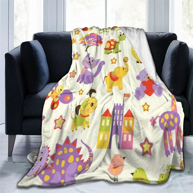 

Cartoon Animals Navajo Cubre Camara Green Throw Blanket 3D Print On Demand Sherpa Super Comfortable For Sofa Thin Quilt