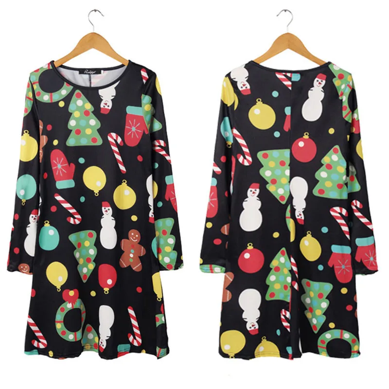 Платье размера плюс XL осеннее женское платье повседневное рождественское с