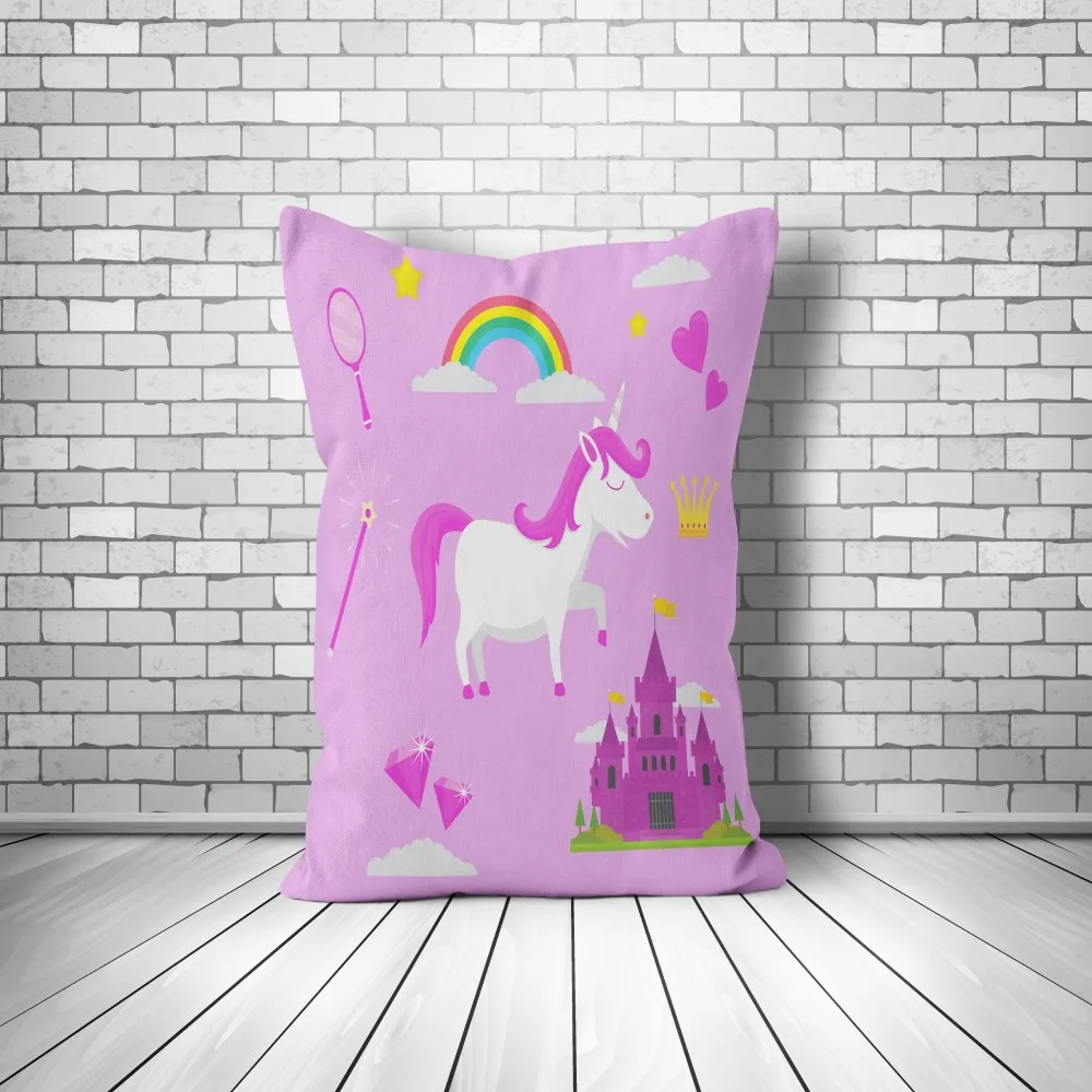 

Unicorn Printed Bedding Set Cartoon Bed Linen Set Castle Design Girls Pink Duvet Cover Set Pillowcase High Quality Bedclothes