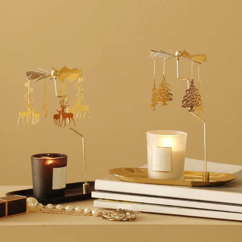 Вращающийся подсвечник Рождественская карусель крутясветильник для чая в виде