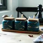 Набор керамических баков для приправ, креативный шейкер с мраморным узором в скандинавском стиле, деревянное покрытие, банка для специй, аксессуары для кухни
