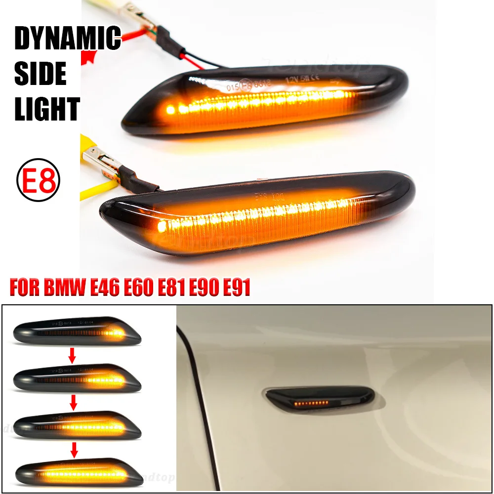 

Dynamic Flowing LED Turn Signal Side Marker Light Blinker Lamp For BMW E90 E91 E92 E60 E61 E87 E82 E83 E84 E88 E46 Error Free