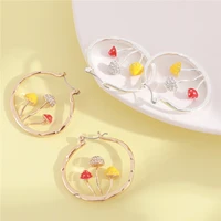 gold color mushroom earrings for women unique round earrings womens accessories geometric korean fashion jewelry gift 2022 new