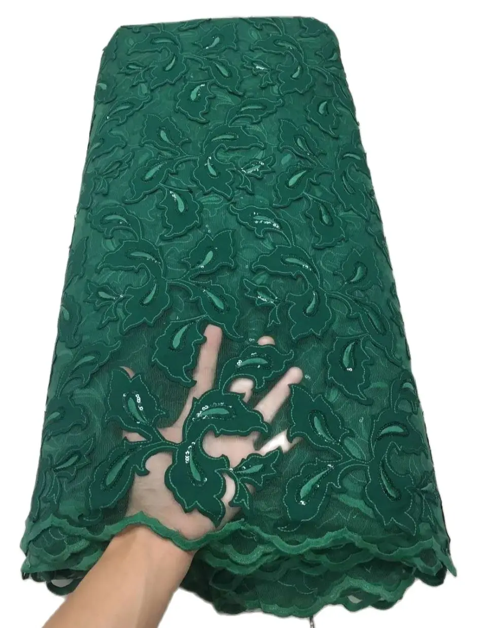 

African Lace Fabric 2021 High Quality Lace Latest Embroidery Chiffon Tulle Lace Nigerian Sequins Mesh Lace Fabrics 5yards