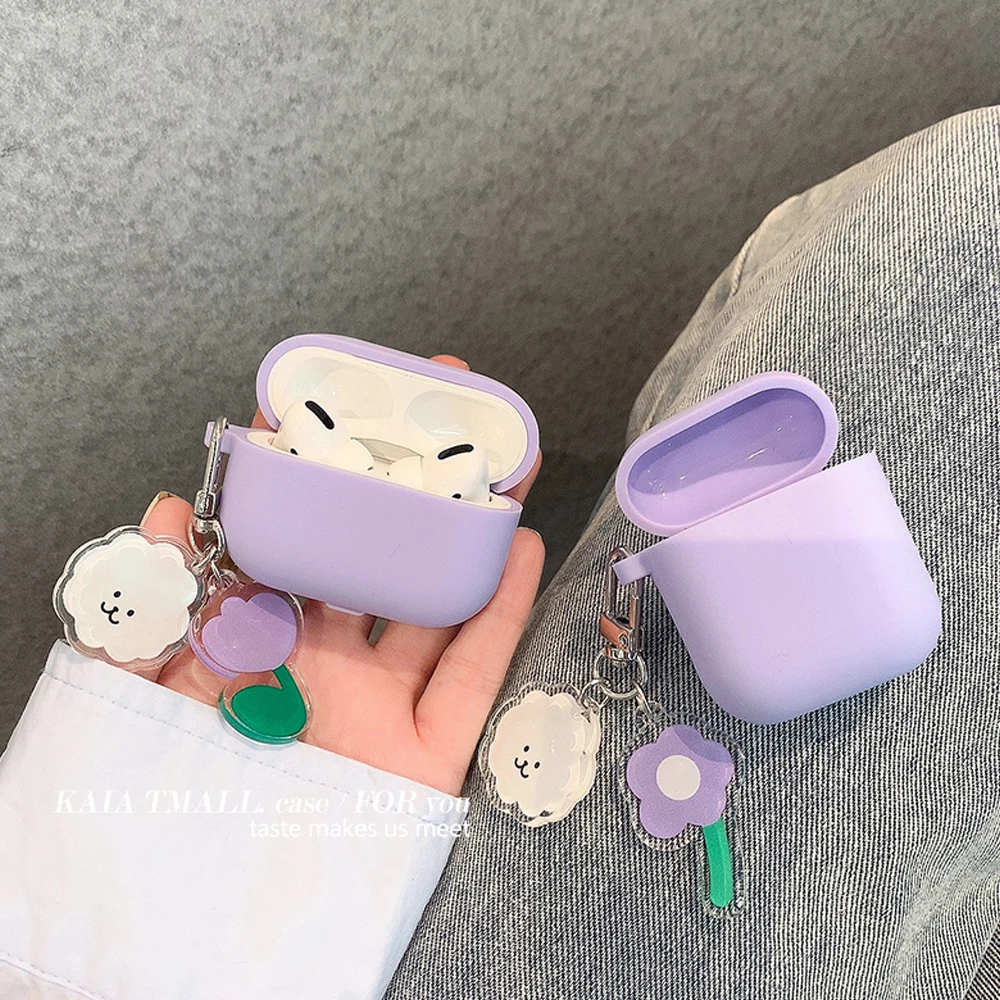 Чехол-накладка для Airpods 1 2 AirPods Pro Футляр жемчуга силиконовый с милыми цветами в