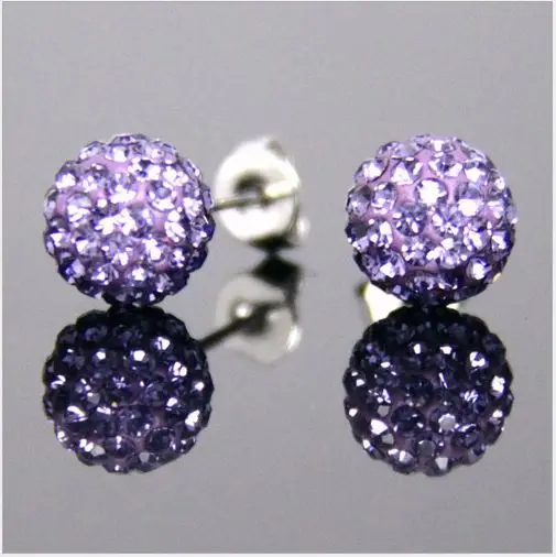 MZ11K06 19 цветов 10ММ Shamballa Бренд Сережки ввиде Диско Шара Shamballa Серьги из кристалов Украшения для Женщин - Окраска металла: MZ11K06