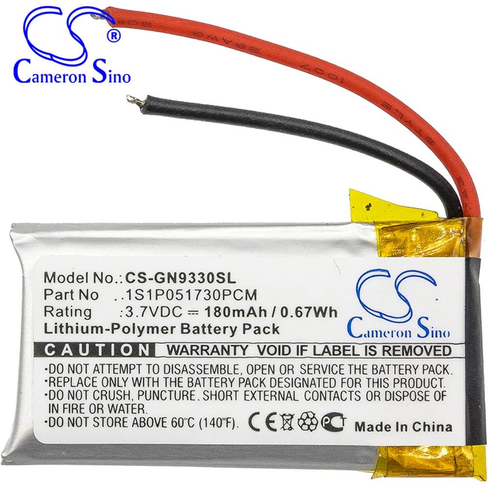 

Аккумулятор Cameron Sino 180 мАч для GN GN9330,Netcom 9330 , 1S1P051730PCM