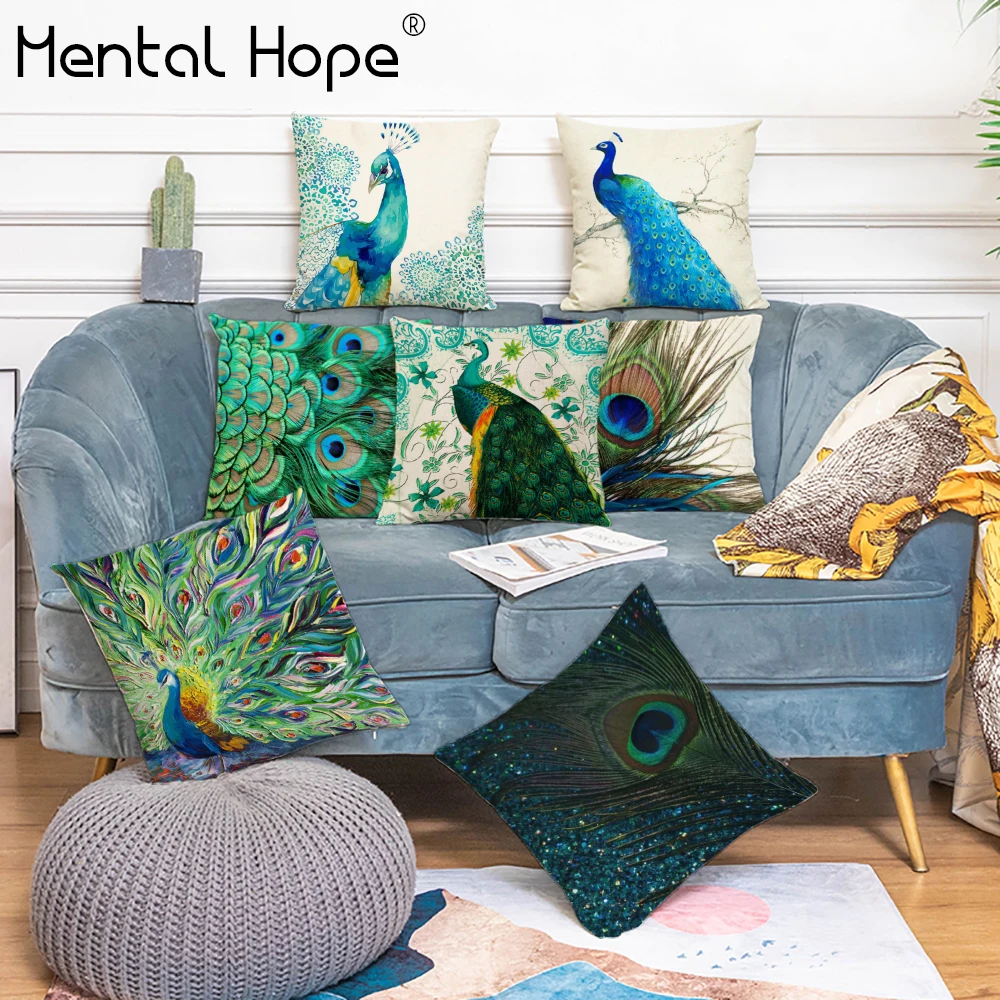 Наволочка для подушки с принтом павлина домашний декор мультяшный рисунок