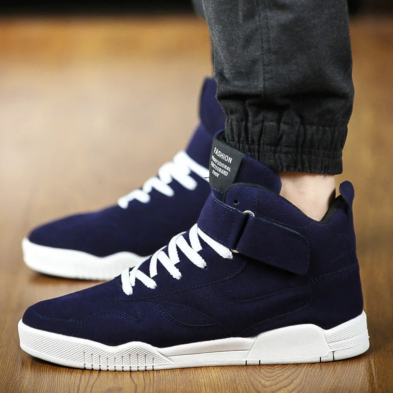 Hook Loop Men Canvas Casual Shoes High Top Sewing Flat Vulcanize Solid Lace-Up Spring Autumm Breathable Boys Sneakers | Обувь