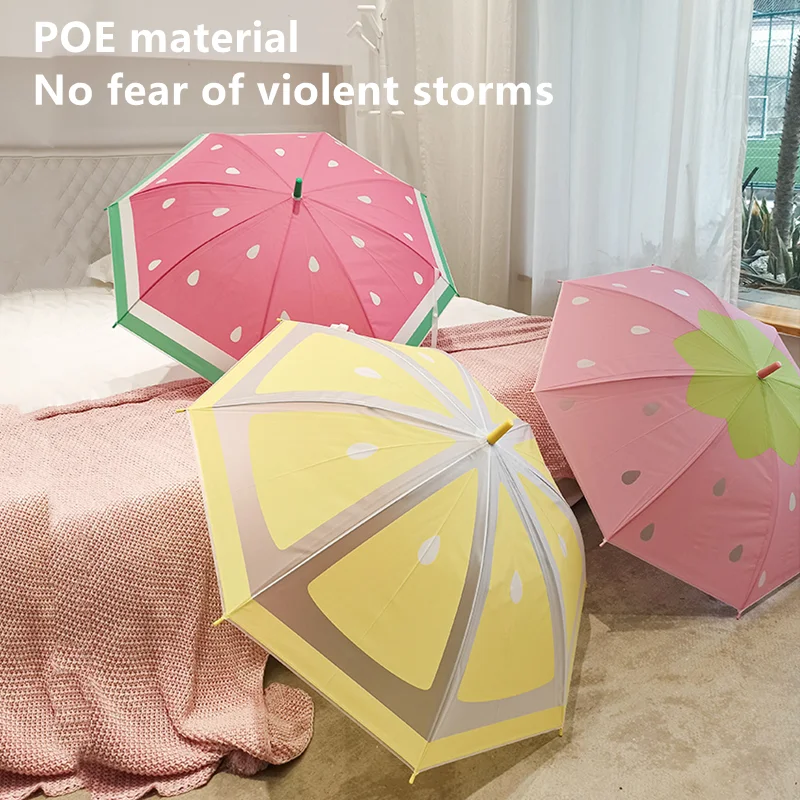 

Cute Student Sunny or Rainy Dual-use Creative Cartoon Long Handle Umbrella girl Frosted Children Umbrella Kid