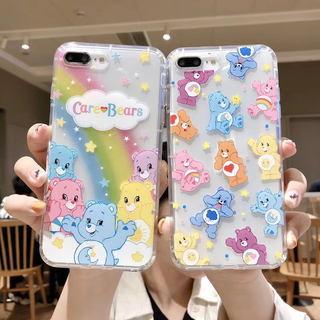 Чехол для телефона с милым аниме candy rainbow Cear happy bear Apple IPhone X XS Max Xr 8 7 Plus 6 6s мягкий