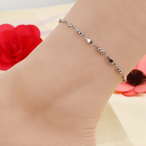 

Fashion Women Anklet 304 Stainless Steel Silver Color Rhombus Anklets Bracelet on the leg Summer Barefoot Jewelry, 1 Piece