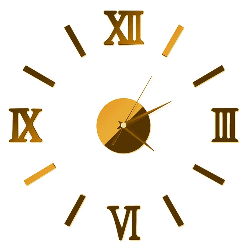 

2020 3D Roman Numerals Frameless Large Acrylic Mirror Surface 3D DIY Wall Clock Home Office School Wall Decor Clock Stickers