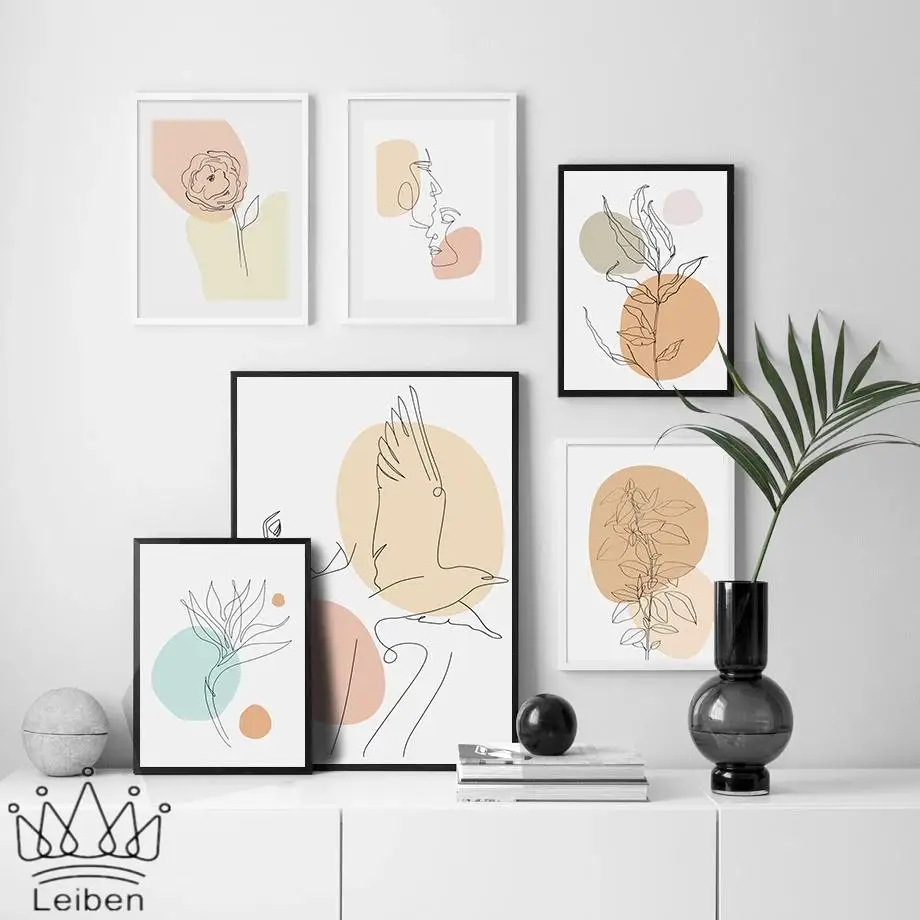 Абстрактная Цветочная Женская Живопись на холсте нордический минималистичный