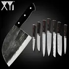 Набор кухонных ножей из нержавеющей стали, кованые сербские шеф-повара, мясника, лезвия с Дамасским узором, инструменты с деревянной ручкой, аксессуары