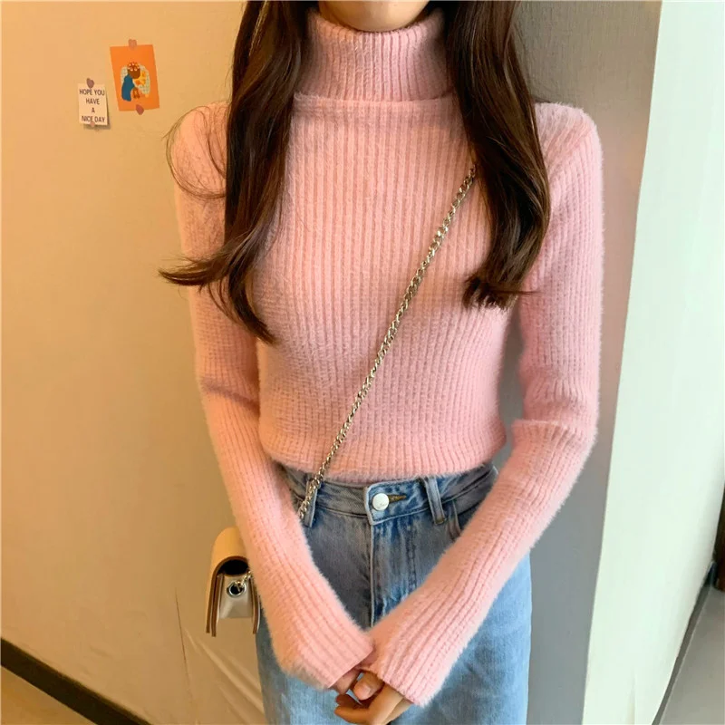 Утолщенный белый свитер с высокой горловиной новинка 2021 женский зимний