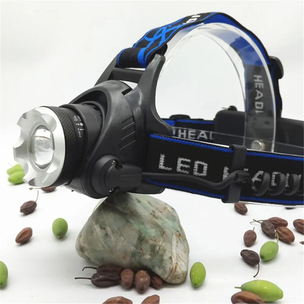 Портативный зуммируемый светодиодный налобный фонарь водонепроницаемый для