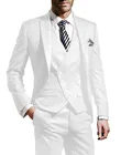 Мужской костюм-тройка, белый деловой костюм с надписью, пиджак на одной пуговице, смокинг (пиджак + жилет + брюки)