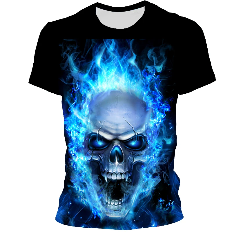 

New Hot Summer 3d Printed Skull Pattern Male T-Shirt Street Casual Horror Hip-Hop Style Men'S And Women'S Halloween Tops Xxs-6xl