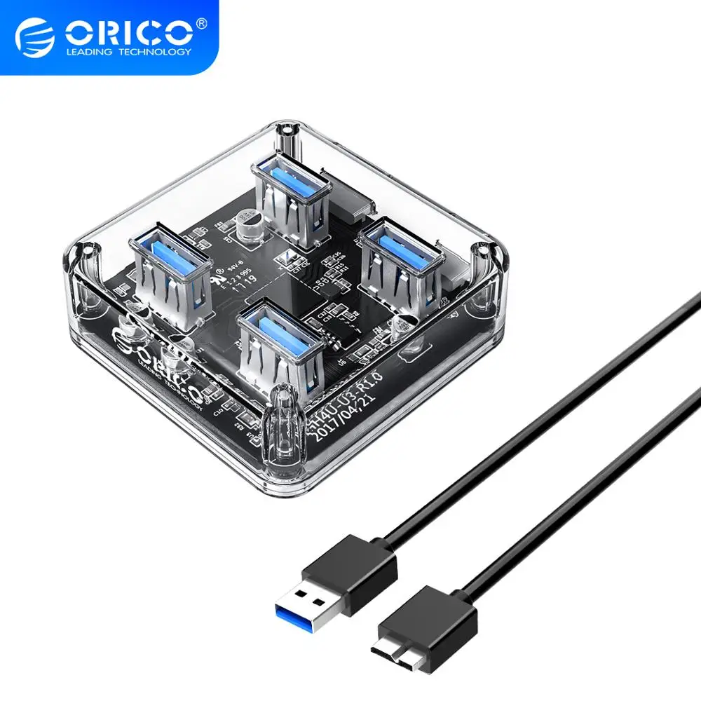 ORICO прозрачная серия usb хаб 4 порта USB 3 0 Настольный концентратор Высокоскоростной