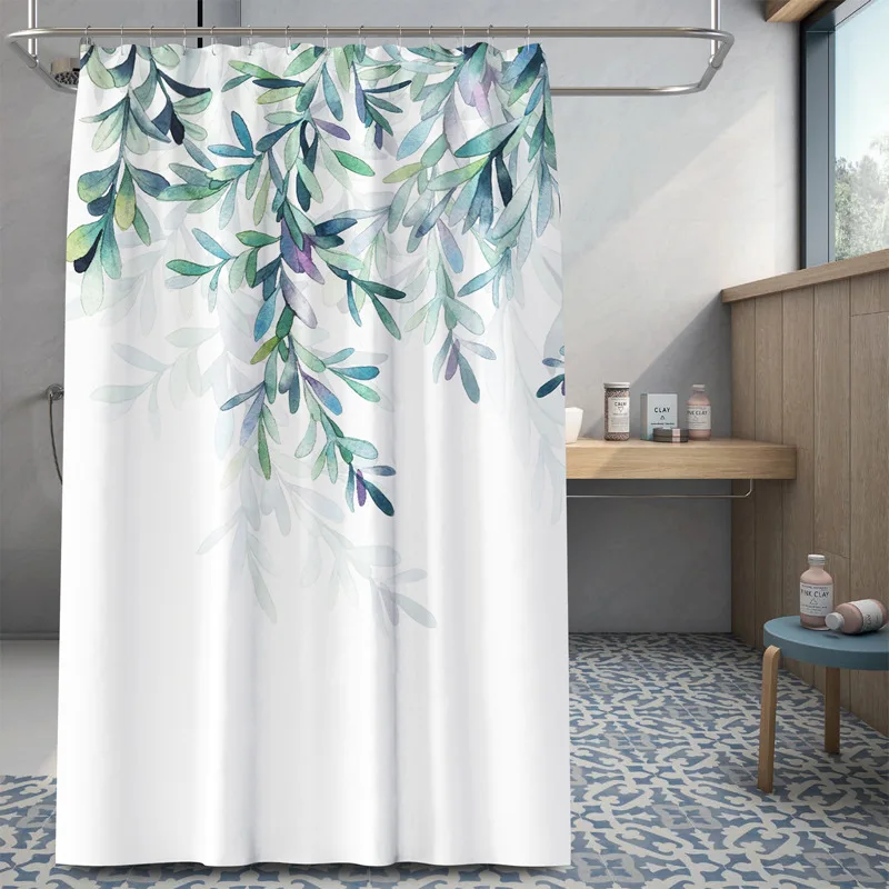 

Children's Waterproof Digital Printing Polyester Shower Curtain Curtain with Leaves and Green Plants