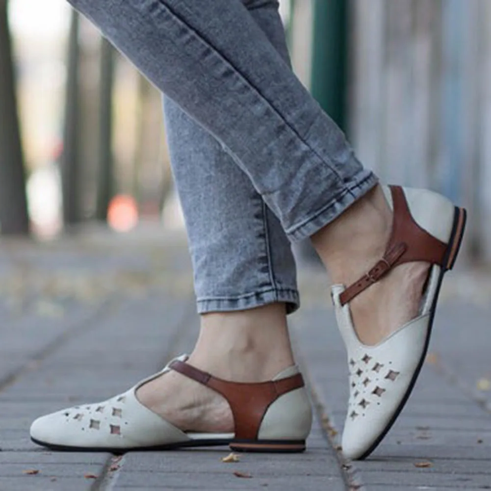 Женские туфли оксфорды из искусственной кожи сандалии на плоской подошве с