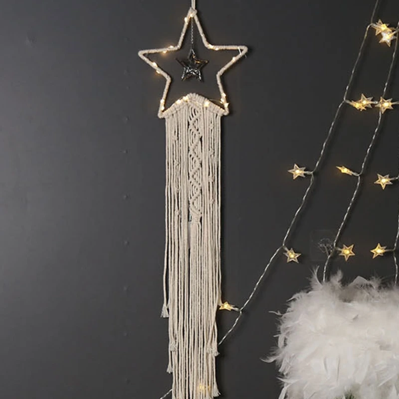 

Macrame Hanging Tapestry Handmade Cotton Rope Woven Boho Wall Pendant Decoration for Kids Room Party Wedding Ornament