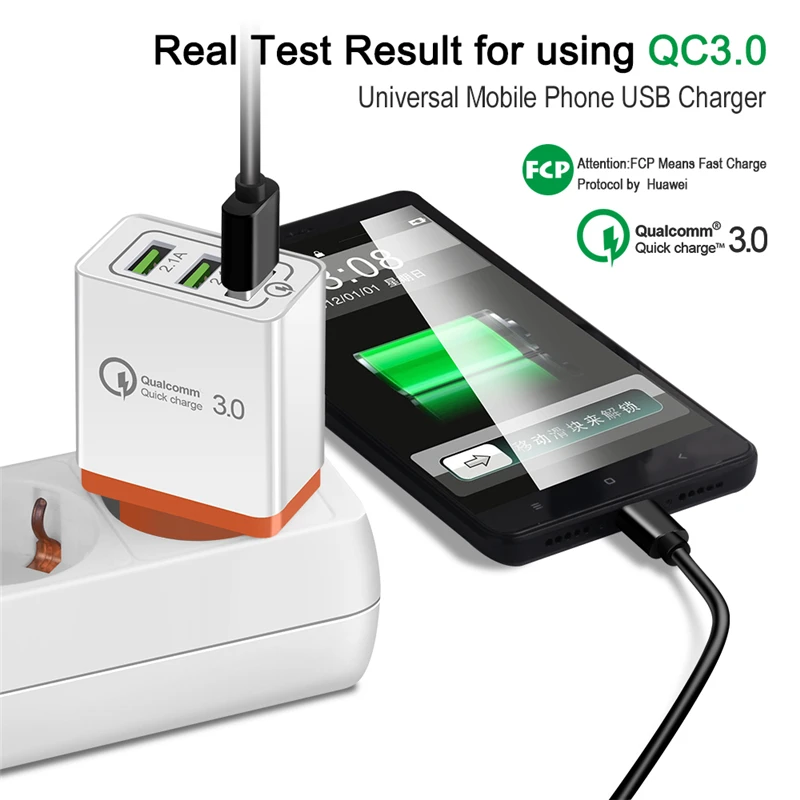 Мощное зарядное устройство с 3 Usb-портами QC 0 настенный адаптер для быстрой