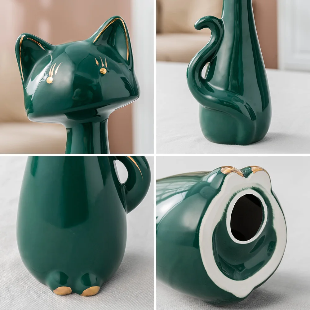 

Cats Crafts Ornaments Ceramics TV Cabinet Wine Cooler Decoration Modern Office Desktop Home Decor Figurines Sculpture