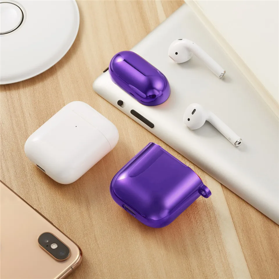 Гальванический защитный чехол для Airpods Жесткий Корпус для наушников оболочка для Apple Airpods 1 2 гальванический защитный чехол
