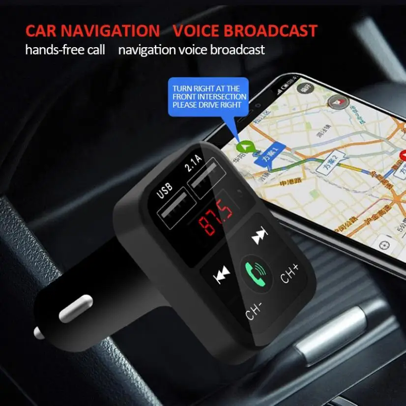 Fm трансмиттер автомобильный с bluetooth и поддержкой быстрой зарядки|FM-трансмиттеры|