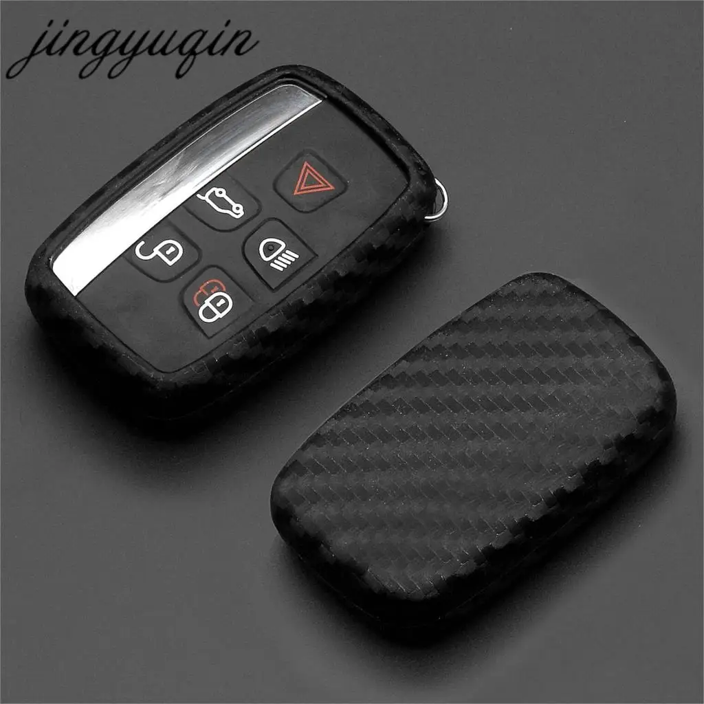 10 шт. чехол для ключа автомобиля углеродный силиконовый Land Rover Range Sport Evoque Freelander 2