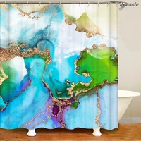 3d simple marble printing bathroom waterproof shower curtain polyester home decor colorful pattern bath curtain with 12 hooks