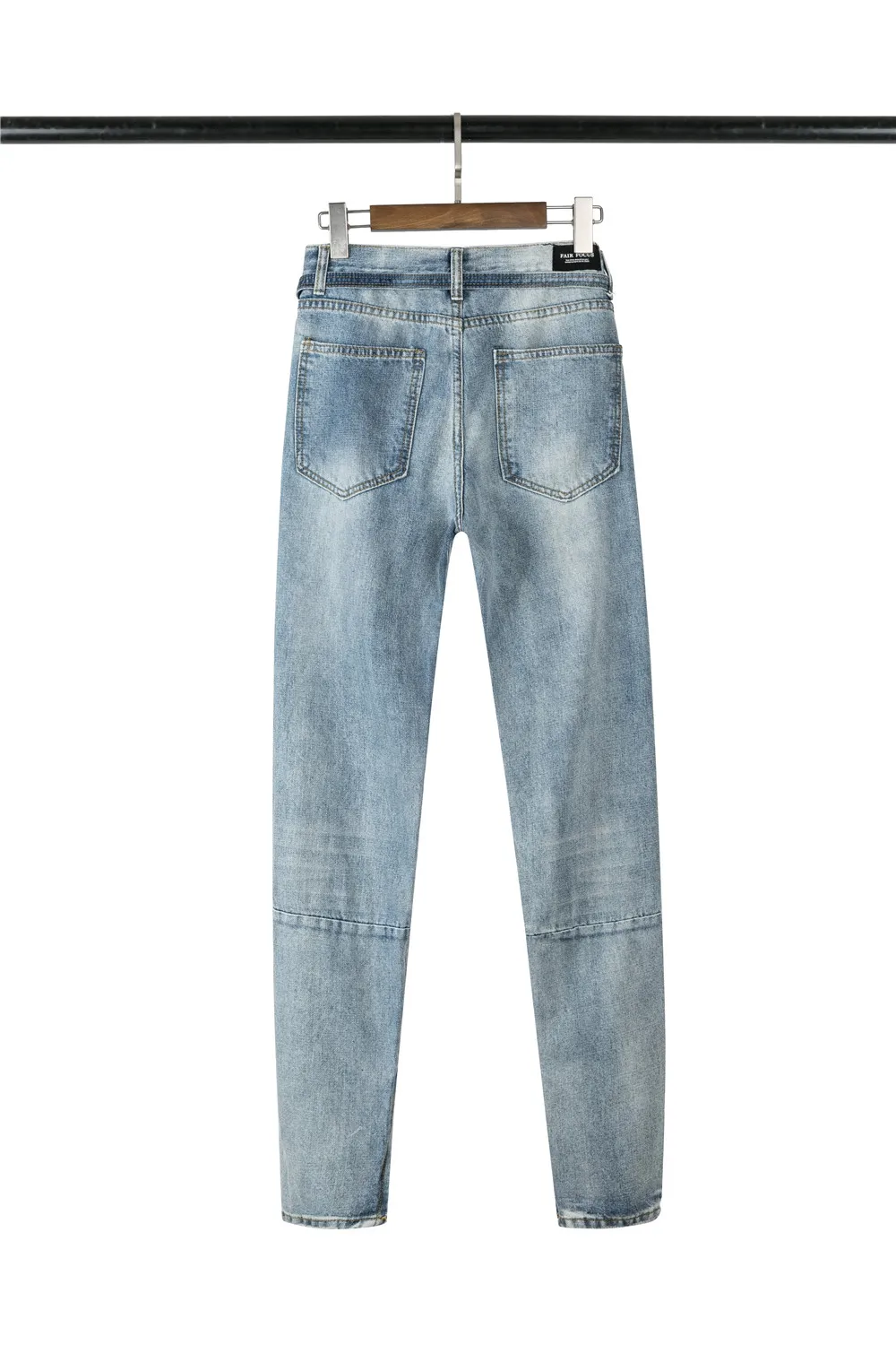 Мужские джинсы до щиколотки однотонные длинные прямые с поясом Ulzzang простая