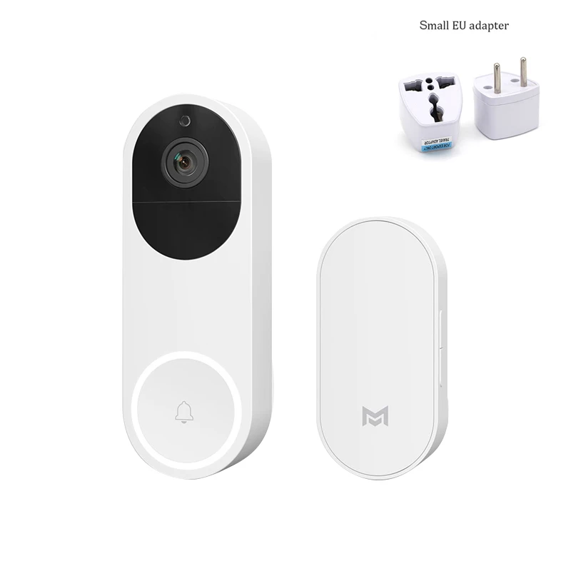 Add Small EU Adapter Xiaomi Xiaomo AI распознавание лица 1080P ИК ночного видения видео дверной звонок Обнаружение движения SMS Push домофон - Цвет: Add Small EU Adapter