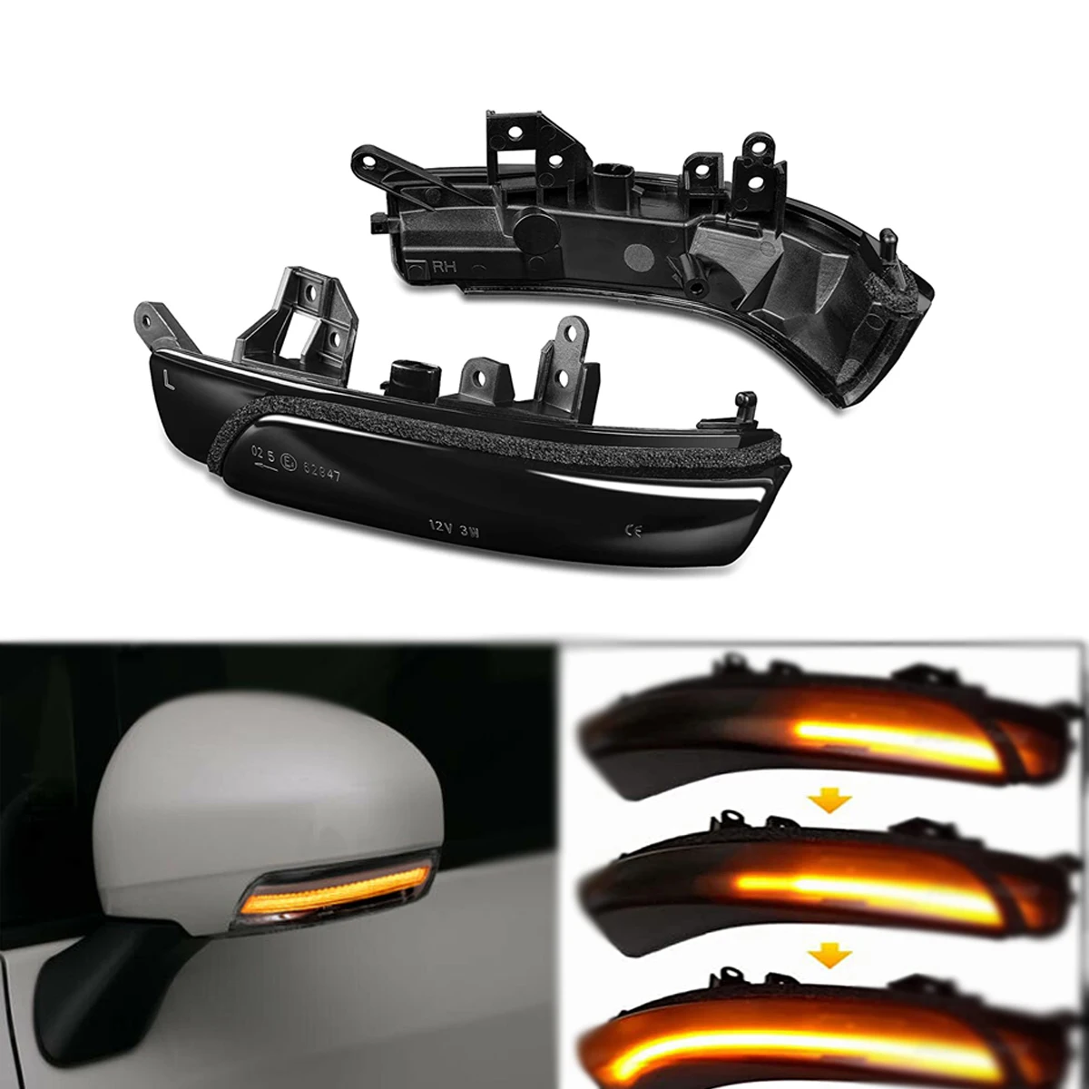 Left & Right Dynamic Led Side Wing Mirrors Turn Signal Light Indicator Lamp for Toyota iQ Camry Prius Prius+ Crown Mark X Avalon