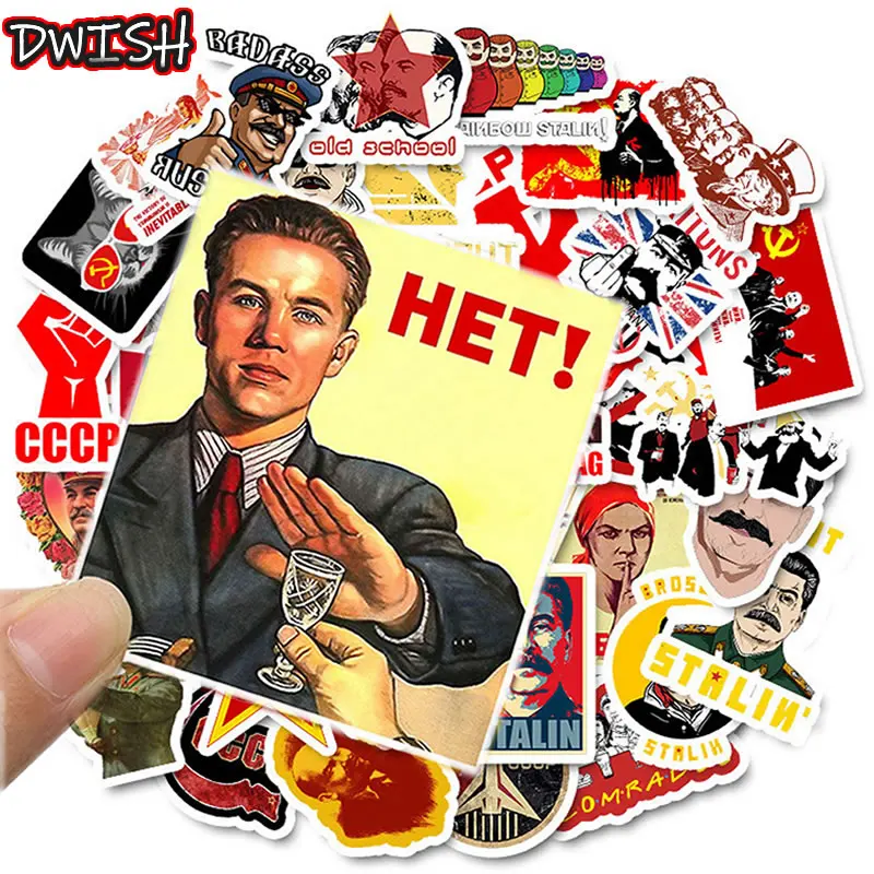 

50PCS Mixed Stalin USSR CCCP Soviet Union HET Stickers Waterproof PVC Skateboard Guitar Luggage Motorcycle Sticker Kid Toy