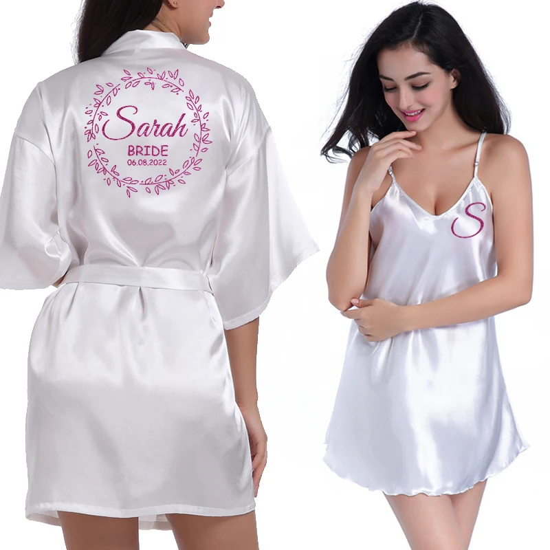 Женская атласная ночная рубашка Подарочная Ночная сорочка для подружки невесты