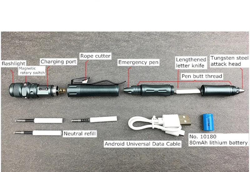 Новинка тактическая ручка для самообороны унисекс перезаряжасветодиодный