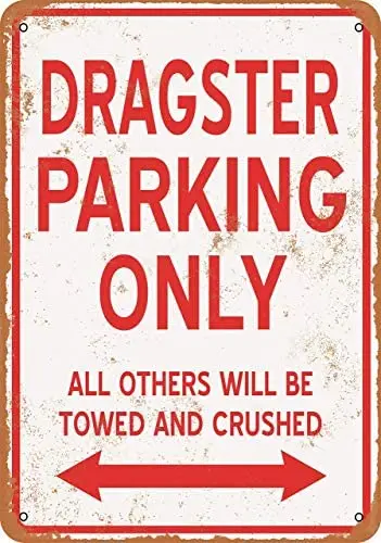 

Dragster Parking ONLY Metal Tin Sign 12 X 8 Inches Retro Vintage Decor