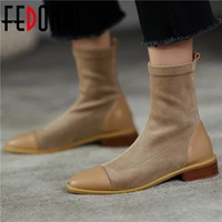 fedonas fashion genuine leather womens ankle boots 2021 autumn winter high heels pumps retro wedding night club shoes woman