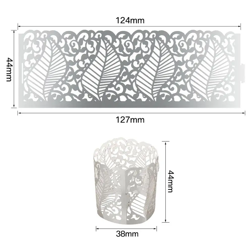 12 шт. бумажные светодиодные абажур с лазерной резкой для свечи листья пустотелый