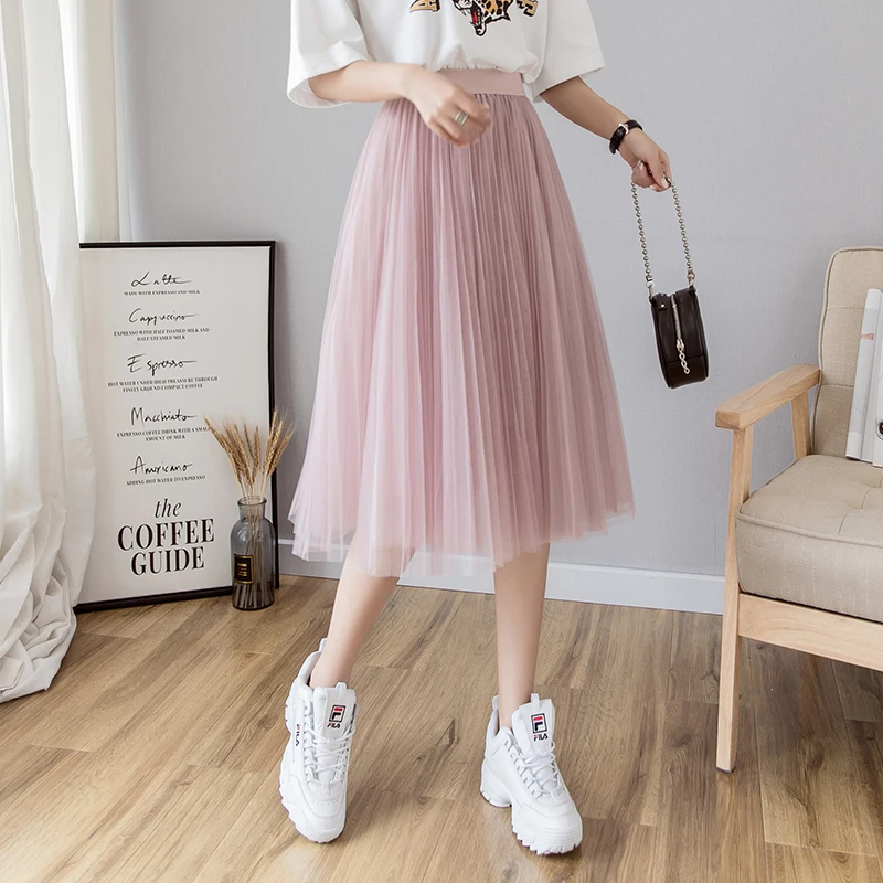 Фатиновая юбка Fitaylor женская летняя плиссированная с высокой талией черная