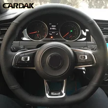CARDAK DIY Black Artificial leather Car Steering Wheel Cover for Volkswagen Golf 7 GTI Golf R MK7 Polo GTI Scirocco 2015 2016