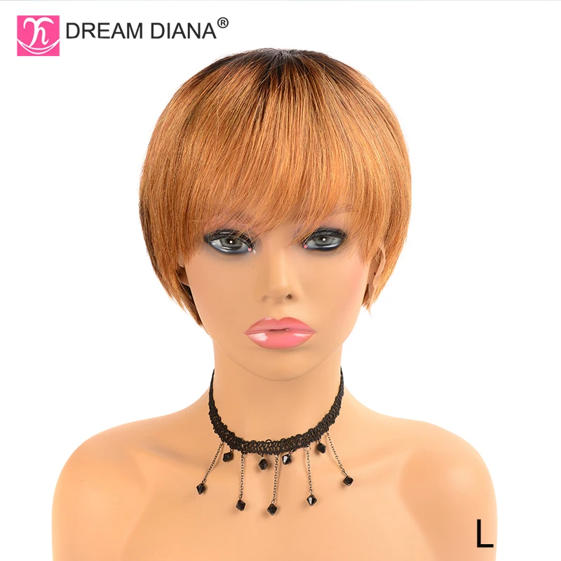 DreamDiana короткие прямые синтетические волосы парики из натуральных волос на