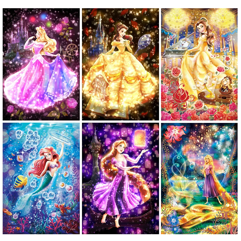 

Diamond Painting Disney Princess Characters 5D DIY Art Cartoon Portrait Mosaic Hobby Full Square Round Drill Home Mural Decor