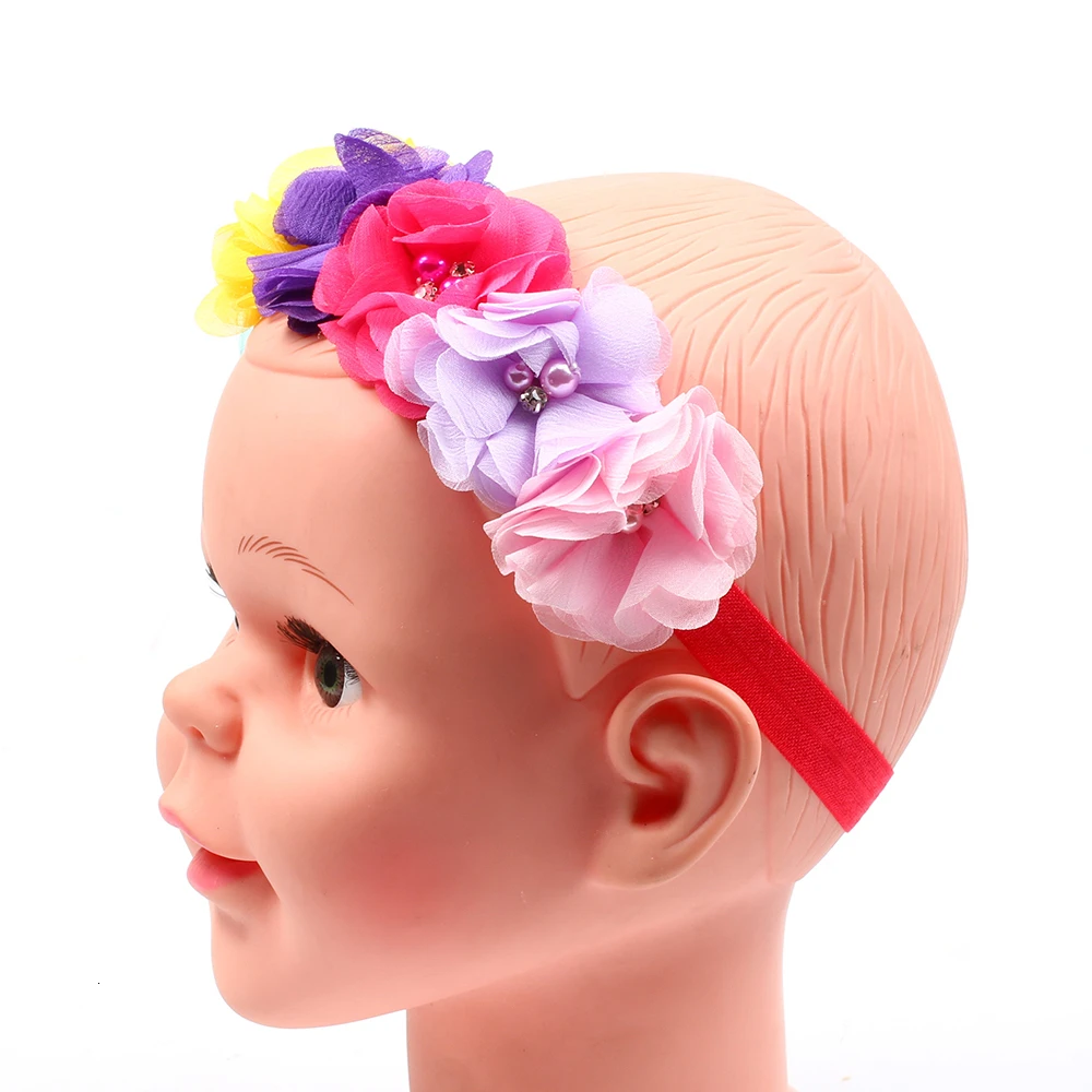 girl baby headband Infant hair accessory clothes band Lace Flower newborn Headwear hairband Gift Toddlers Turban Rainbow | Детская