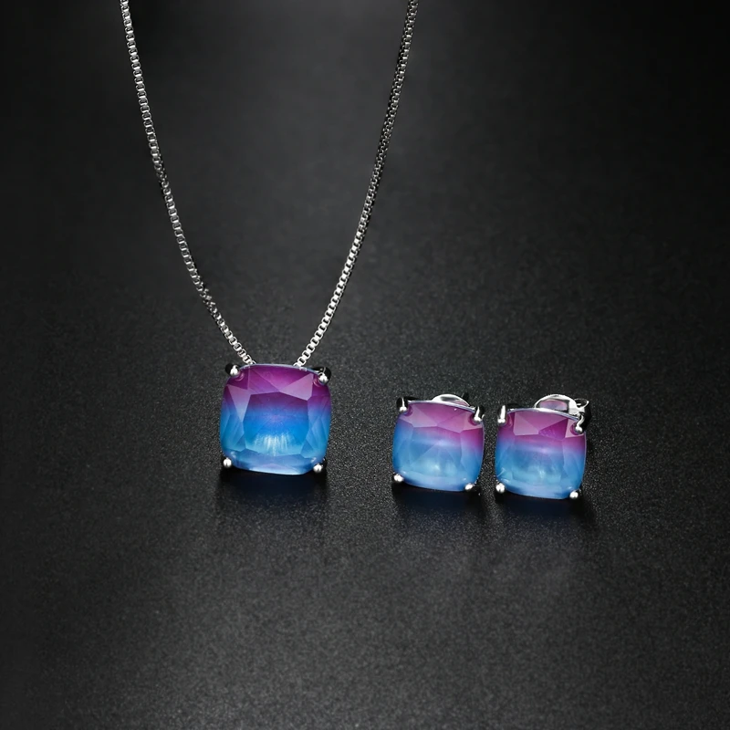 Набор украшений Newranos в виде арбуза турмалина ожерелье с квадратным кулоном